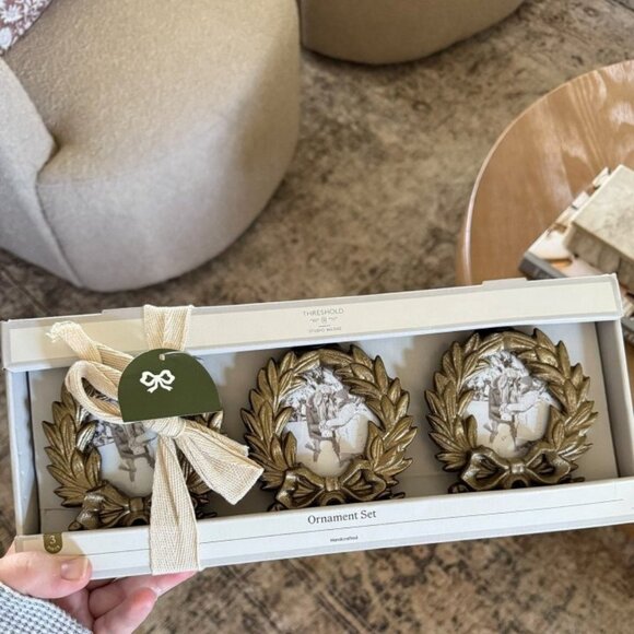 Set of 3 Wreath Picture Frame Christmas Ornaments Threshold Studio McGee - Picture 4 of 4
